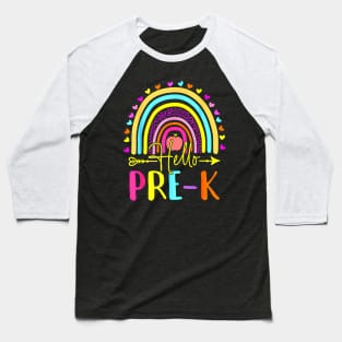 Hello Pre-K Team Pre Kindergarten Back To School Rainbow Baseball T-Shirt